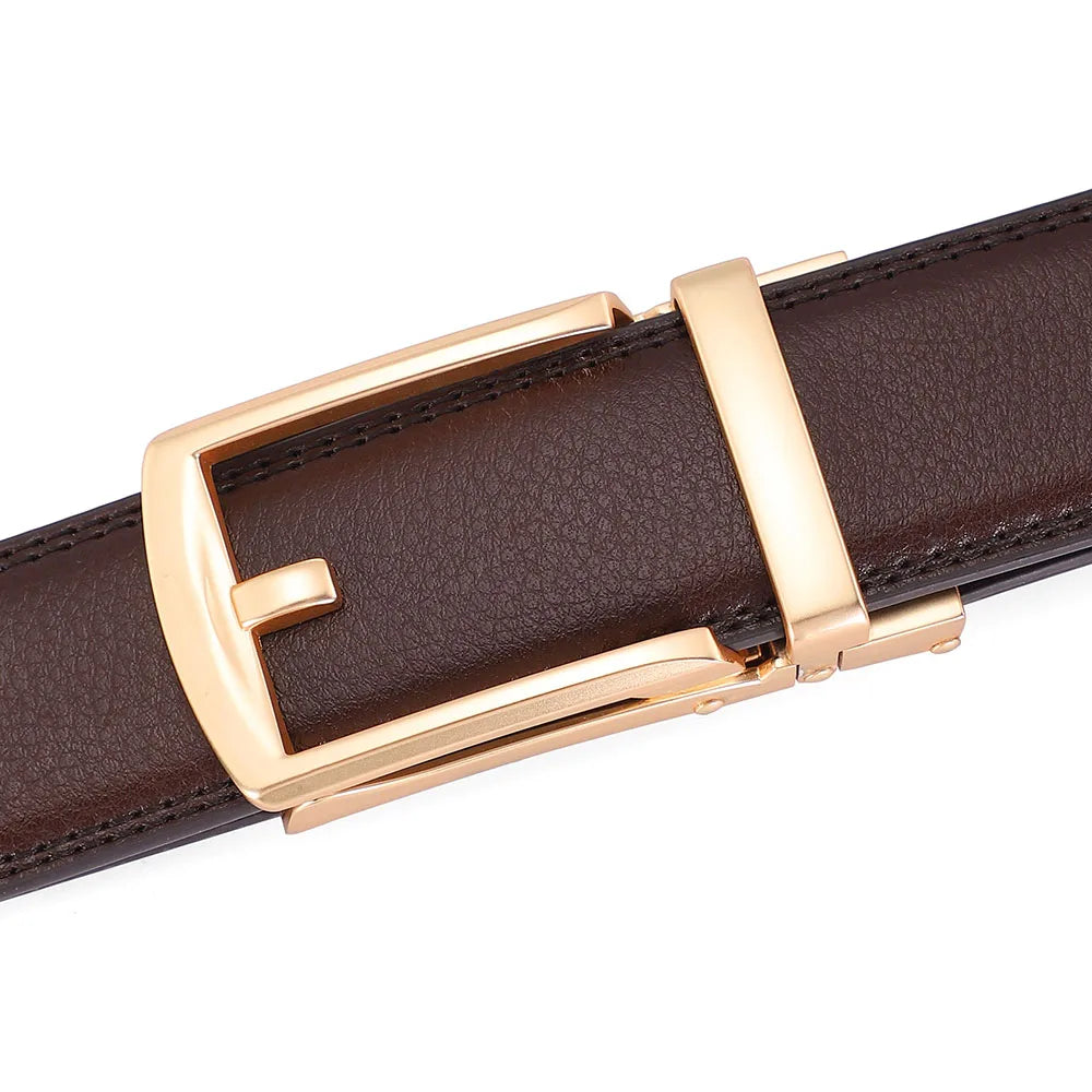 Hulløst skinnbelte med spenne i gull eller sølv